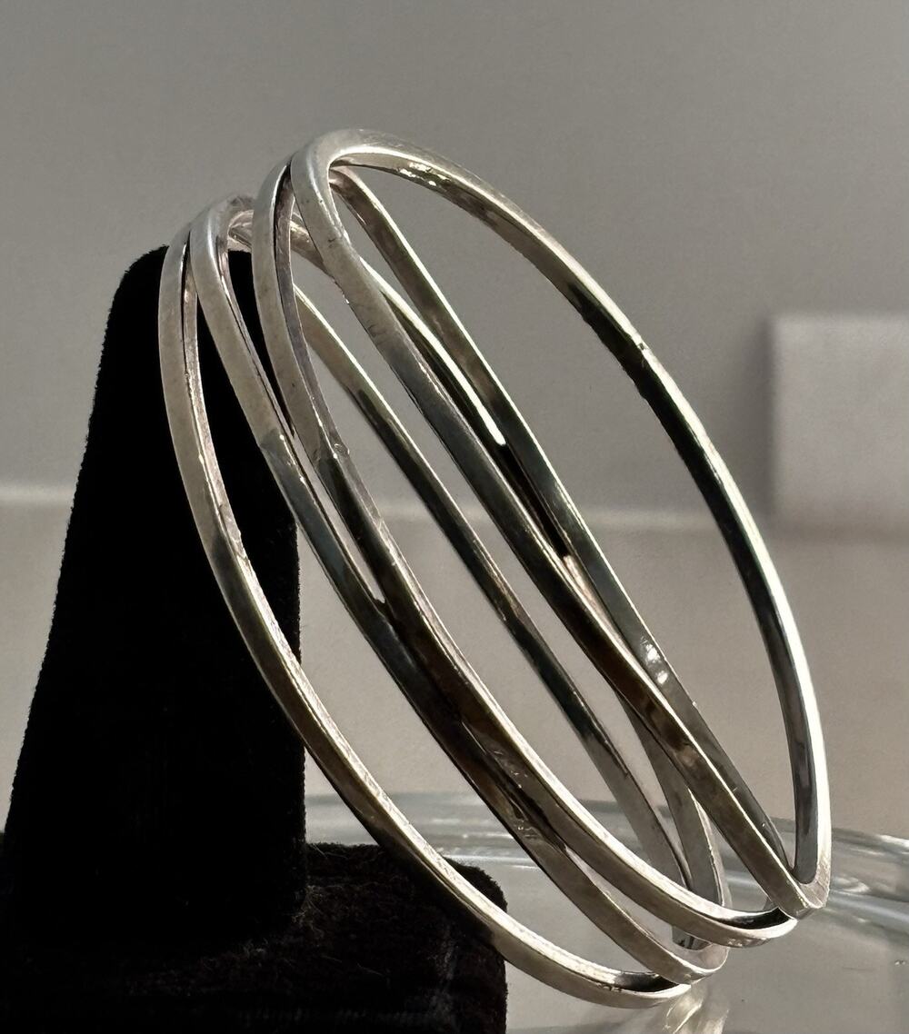 Vintage Sterling Silver Cross Over Bangle Bracelet 45.82g